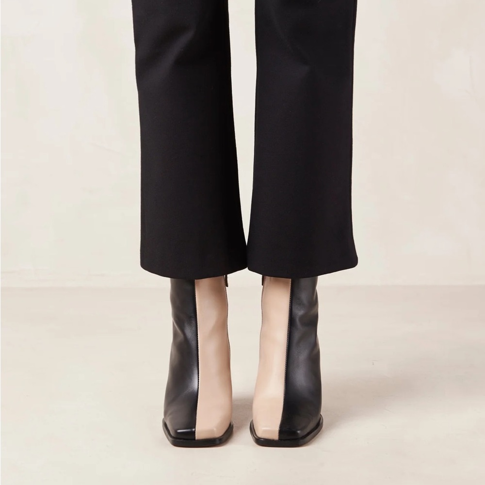 ALOHAS Black and Beige Heeled Boots